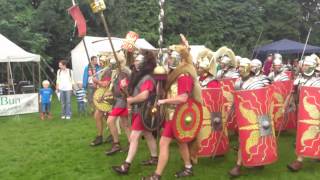 Roman Reenactment at the Amphitheatre in Caerleon Marching In [upl. by Aicert]